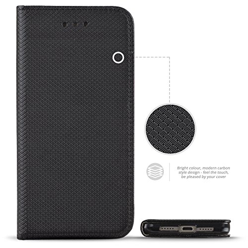 Moozy Funda Alcatel Shine Lite Negro - Flip cover Smart magn  tica Stand plegable y soporte de silicona