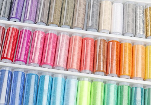 Luxbon Nähgarn Sortiment Box mit 39 Spulen 200 Yard Regenbogen Farben couture 402 Diskussion Fäden sticht Ärmel, unterwegs polyester Nähmaschine Draht-Stricktechnik Maschinen Haushaltsthermometer mit Gold und Silber Rayon Stickerei - 3