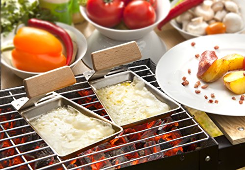hecht international Grillzubehör, Grillpfännchen „Gustico“, 2-er Set, silber, 17 x 11 x 2 cm, 201270219-HE - 4