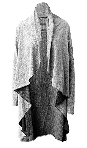 Vegliatino New Stylish Ladies Waterfall Open Front Knit Style Cardigan in a Lot Tops-Grey-ML