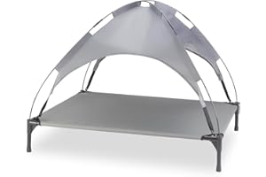 Knuffelwuff Legowisko dla psa, do wewnątrz i na zewnątrz, przestronne, podwyższone, oddychające, daszek, antypoślizgowe nóżki, odporne na warunki atmosferyczne i promienie UV, 105 x 86 x 85 cm (XL)