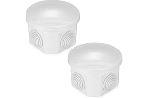 JINZEYOU 2 sztuki natynkowych puszek rozgałęźnych, wodoszczelna, puszka rozdzielcza na zewnątrz, wodoszczelna, tworzywo ABS, biała, mała, okrągła, skrzynka przyłączeniowa, skrzynka rozdzielcza puszka