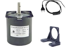 CHANCS Moteur à Engrenages synchrones à Aimant Permanent 68KTYZ 220V 1,2RPM avec Support et Cordon de raccordement à l'interrupteur