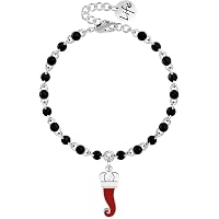 KIDULT Bracciale Donna Symbols – Cornetto E Quadrifoglio Good Luck – Acciaio 316L Con Pietre Multicolor – Lunghezza 17,5 Cm