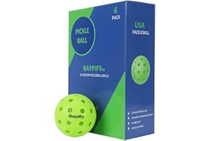 Baypify Lot de 6 balles de pickleball d'extérieur – Taille et poids officiels approuvés par l'USAPA 40 trous