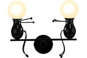 KAWELL Humanoide Creativo Lámpara de Pared Moderno Luz de Pared Simple Apliques de Pared Art Deco Max 60W E27 Base Hierro Titular para Dormitorio, Escalera, Pasillo, Restaurante, Cocina, Negro