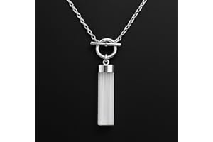 MINERAL IMPORT Colgante de Selenita en Bruto Desmontable baño de Plata Minerales y Cristales, Belleza Energética, Meditacion, Amuletos Espirituales