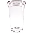 AIOS 50 x Recyclable PET Takeaway Cups with Flat Cross Hatch Lids. for Drinks on The Move. (300ml/11oz)