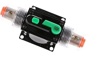 MOTTDAM Disjoncteur Auto,Auto Disjoncteur Protection De Voiture,DC12-48V Porte Fusible de Réinitialisation Manuel de Disjoncteur,Étanche Disjoncteur Intégré Fusible pour Bateau Système Protection(10A)