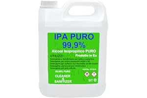 ANFEL IPA PURO CLEANSER, Isopropanolo, Alcool Isopropilico, Alcool puro al 99,9%, Pulizia Stampanti 3D, Elettronica, Detergente per Vaschette ad Ultrasuoni, Multiuso - tanica da 5 litri