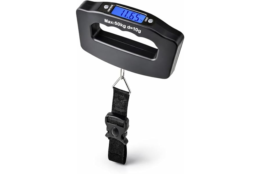 Portable Digital Luggage Scale, Weighing Scales for Suitcase, Suitcase Hanging Weighing Electronic Travel Scale with Hook - 110 Pound/ 50 Kilogram (Black - Digital Luggage Scale)