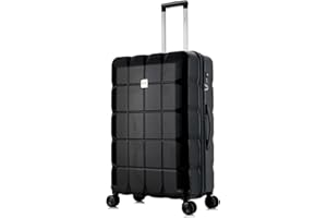 ATX LUGGAGE EST. 1991 ATX Luggage Large Suitcase on 4 Dual Spinner Wheels Super Lightweight ABS Hard Shell Hold Check in with Built-in TSA Lock(Black, 110 Liter)