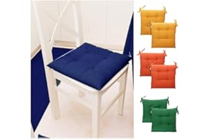 Russo Tessuti 6 CUSCINI Sedie Cucina Coprisedia IMBOTTITI Laccetti Vari colori TINTA UNITA-Blu