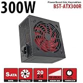 ShadesU BOOST BST-ATX300R 300W Atx Power Supply 12 Cm Kırmızı Fan Kutu + Kablolu