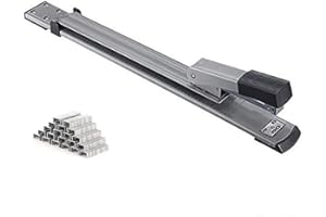 JIUJ Grapadora de brazo largo de alta resistencia, grapas estándar especiales A3, costura media, gran alargamiento, suministros de oficina, fácil capacidad de 25 hojas, color plateado