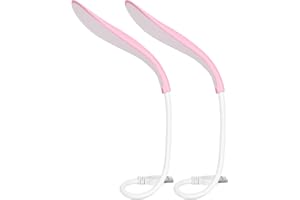 Homcoice Lampe de Lecture USB (2 Pack Rose) avec col de cygne flexible, Plug & Play portable USB Light LED lumière douce Eye-care LED Light