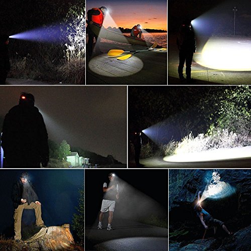 Boruit Led stirnlampe kopflampe 6000 Lumen XM-L2 T6 LED-Scheinwerfer kopflampe Stirnlampe led Scheinwerfer-Kopf-Lampen-Taschenlampe für Outdoor Sports Camping Wandern Angeln（Britische Ladegerät Technische Daten） - 9