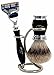 100% Pure Sliver Tip Badger Hair Brush with Black & Metal Handle, Gillette Fusion Razor With Black Handle & Stainless Steel Stand with Crome Finish. Perfect Set for Smooth finish. For Men's