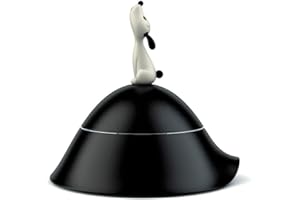 A di Alessi Ammi19 B Lulà Gamelle Pour Chien avec Couvercle en Résine Thermoplastique, Noir, Bol en Acier Inoxydable 18/10 Brillant