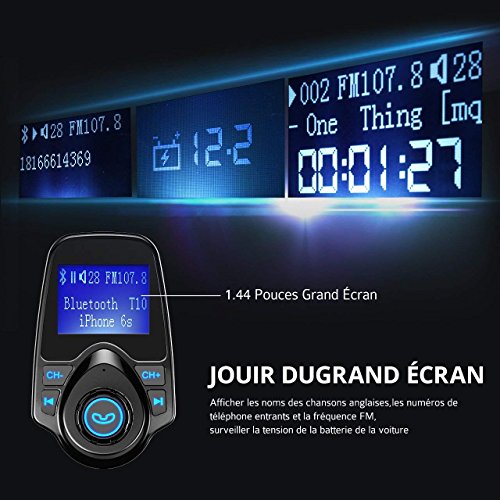 VICTSING-Transmetteur-FM-Bluetooth-Kit-de-Voiture-Mains-Libres-sans-Fil-Chargeur-USB-de-Voiture-avec-35mm-Port-Audio
