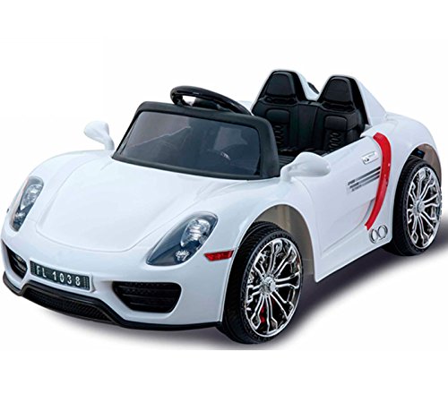 Babycoches - Coche eléctrico para niños 918 Spyder, con mando a distancia para control parental, 12V, color blanco