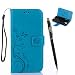 Produktbild Samsung Galaxy S4 mini Hülle, Samsung Galaxy S4 mini Schutzhülle, Alfort 3 in 1 Lederhülle Fashion Design Premium PU Leder Hohe Qualität Tasche Case Cover Kasten Abdeckung Wallet für Samsung Galaxy S4 mini i9190 4.3" Smartphone Funktion Standfunktion Unterstützte Telefone und Magnetverschluss mit Schmetterling ( Blau ) + Alfort Schwarz Stylus Pen