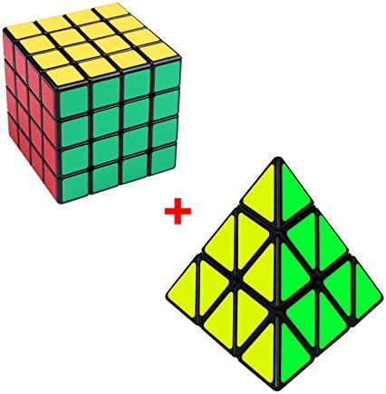 Genorth 2 Set Magic Cube, 4X4 Speed Cube Puzzle Cube,Great Entertainment For Adults and Kids(Triangle+ Square)