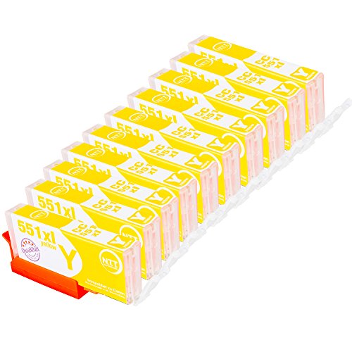N.T.T.® 10 kompatible Druckerpatronen für PGI-551 Yellow