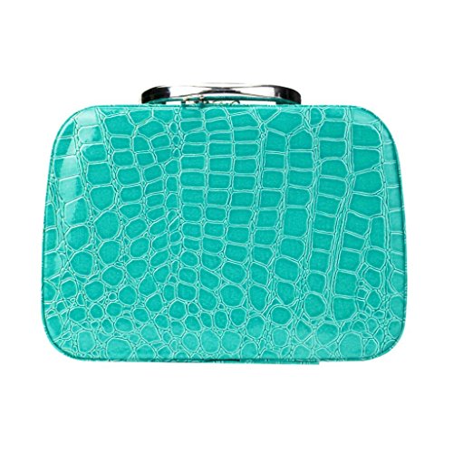 OHQ Mode Maquillage Sac De Rangement Cas BoîTe à Bijoux En Cuir Voyage CosméTique Organisateur (Bleu ciel)