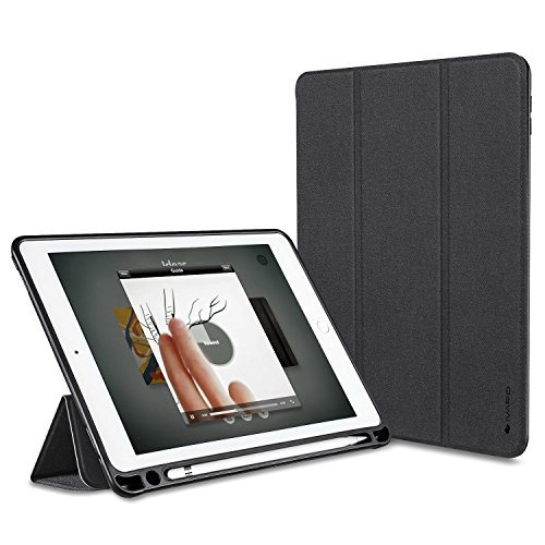 iVAPO iPad Pro 9.7 Hülle Pencil Halter Premium PU Leder Folio Case mit Auto-Schlafen/ Wecken und Stander Funktion Schutzhülle für iPad Pro 9.7 inch Smart Hülle (Schwarz)