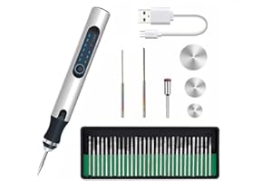 BEKASA Bolígrafo grabado, herramienta grabado USB, grabador eléctrico recargable inalámbrico con 30 brocas, mini bolígrafo giratorio grabado para vidrio, metal, plástico, joyería, madera, cerámica