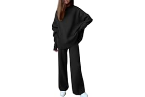 Daikascbny Tuta Sportiva Donna Completa Elegante Leggera Pantaloni Lunga senza Cappello Sportivi da Lavoro Set Due Pezzi Collo Rotondo Larghi Pullover Completo Lunga Tuta Completi Donna