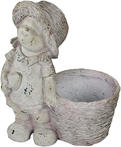 Deko Figur mit Pflanzgefäß Mädchen stehend - In unserem schönen Garten