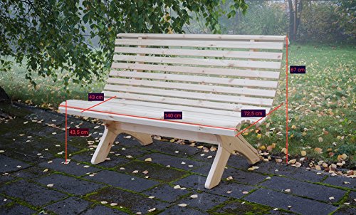 Massivholz 3er Bank Parkbank Sorpesee Gartenbank Holzbank, ca. 140 cm, Braun - 4