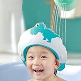 LONGMIRE Baby Shower Cap for Kids Hair Washing Shield, Toddler Bath Hat, Shampoo Visor, Head Protector - Cute Dinosaur Shape 