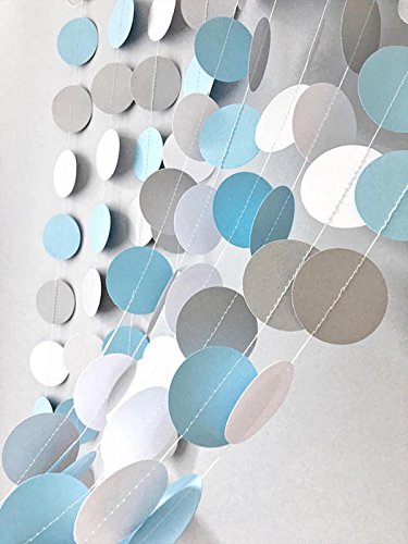 Furuix Babyparty Junge 20pcs White Blue Grey Haning Dekoration Kugeln Geburtstag Baby Dusche Hochzeit Dekorationen Party Supplies with Paper Pompoms Deko Pompons Circle Garland Seidenpapier Pompons Party DecorationBaby Dusche Dekoration Geburtstagsparty Dekoration Quaste Girlande Pompons Blau Dekorationen Pompon Papier - 4