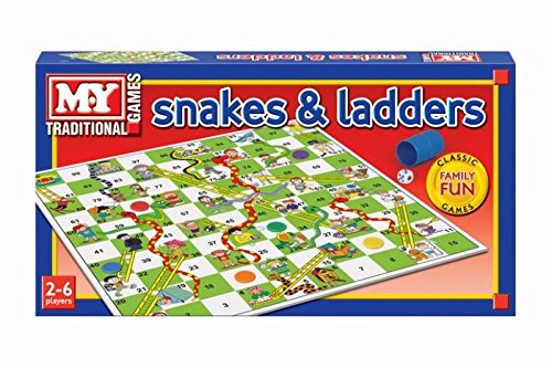 Classic Traditional Retro Snakes and Ladders Game Printed Box Play Family Fun
