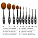 SwanMyst 10 Piece Soft Synthetic Fiber Oval Toothbrush Makeup Brush Set for Applying Foundation, Cream, Liquid, Contour, Powder, Blush, Concealer, Gift Box and Travel Pouch Included
