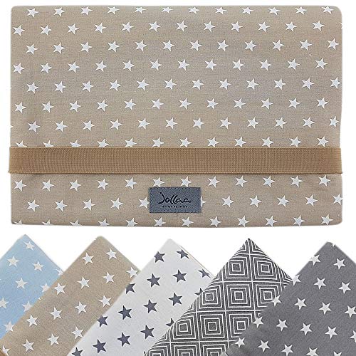 Windeltasche für unterwegs, kleine Wickeltasche für Windeln & Feuchttücher, Windeletui, Wickelmäppchen SmukkeDesign (Stern Beige Weiss)