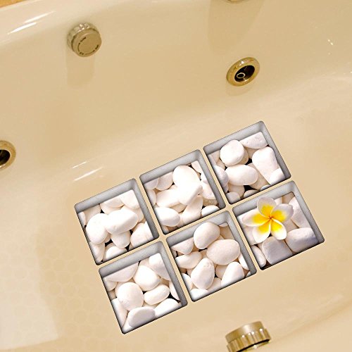LXPAGTZ 3D kreative Bad dauerhaft schmutzabweisend Hochtemperatur einfügen Persönlichkeit Badezimmer wasserdichtes HD selbstklebende Badewanne Anti-Rutsch-Sticker Blatt Größe 130 * 130 mm (5.11 * 5,11 Zoll) 6er Set #011