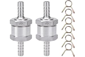 VooGenzek 2 Pezzi Valvola Unidirezionale in Alluminio per Benzina, 6mm Valvola di Ritegno per Carburanti, Unidirezionale Carburante Valvola con 6 Clip a Molla, Per Sistemi a Bassa Pressione Per Auto