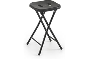 Gedy Klappbarer Badezimmerhocker, Maße und Gewicht: 46,5 x 26 x 28 cm & 1,156 kg, Klapphocker aus Metall und Harzen, schwarzes Finish, R&D-Design, 2 Jahre Garantie