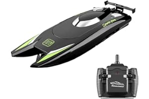 GoolRC Barcos RC para Niños Adultos 25 km/h Barco de Carreras de Alta Velocidad 2 Canales Barcos de Control Remoto para Piscinas Barco de Carreras (Negro)