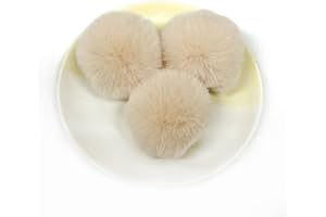 SYSUII 20 Stück Fellbommel Pompon Kunstfell Pompon 4cm Künstliche Fellbommel für StrickMützen und Beanies Taschenanhänger Schlüsselanhänger Anhängern Basteln Waschbär Haarkugel Anhänger DIY-Beige