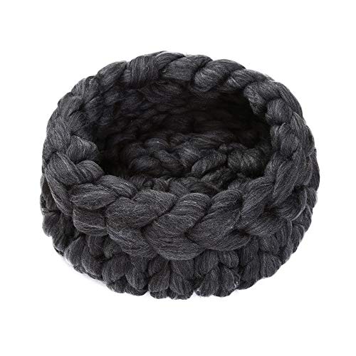 Preisvergleich Produktbild Haustier Nest, 12shage Gestricktes Grobes Wollgarn Haus Hundehöhle Katzenhöhle Hundebett Katzenbett Schlafsack (Grau)