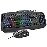 ➤【Verbesserte Rainbow LED Hintergrundbeleuchtung】Die Regenbogen-Backlights sorgen für eine tolle Spielatmosphäre ✴ Auch im Dunkeln lässt sich die Tasten alles gut erkennen. ✴ Backlight-Modi: permanente Beleuchtung und Atmung Beleuchtung. Drücken Sie gleichzeitig die Taste Fn + LED, um zwischen dem Einschalten der Regenbogen-Hintergrundbeleuchtung, dem Atmen des Lichts und dem Ausschalten der Regenbogen-Hintergrundbeleuchtung zu wechseln.