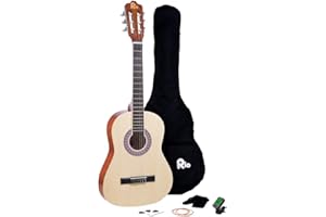 RAYGAR Rio Guitare classique 3/4 Natural pour enfants débutants – Convient pour les enfants de 9 à 12 ans – Comprend un sac, une sangle, des médiators