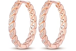 QIKAOLA S925 Orecchini in argento da donna Orecchini a cerchio ipoallergenici Orecchini Huggie con zirconia cubica