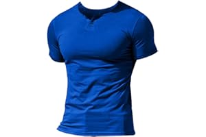 MUSCLE ALIVE Mens Long Sleeve Henleys T-Shirts Buttons Placket Plain Cotton Shirts Cotton