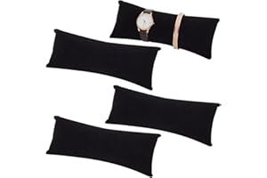 PH PandaHall 4 confezione di Cuscino Lungo per Esposizione di Orologi In Velluto, Cuscino per Bracciale, Cuscino Braccialetto Nero, Cuscino per Esposizione di Gioielli per Riporre Orologi Da Polso
